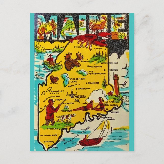 Maine Vintage Dekal Postkort Vykort (Framsida)