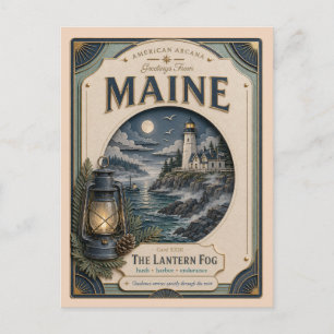 Maine Vintage Paper Cut American Arcana Vykort