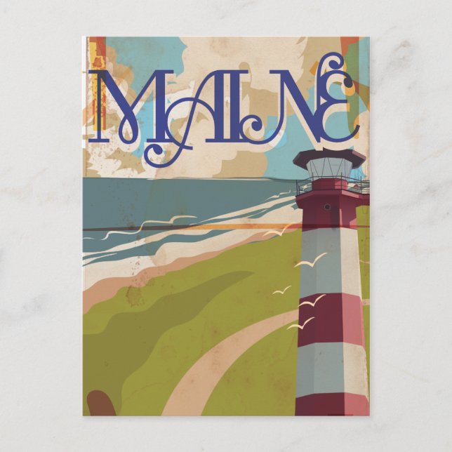 Maine Vintage Resoreraffisch Vykort (Framsida)