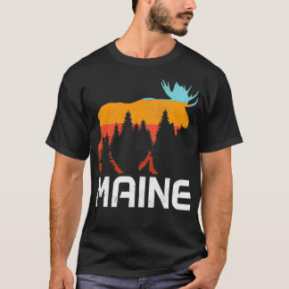 Maine Vintage Retro Pride Souvenir Moose Nature T Shirt