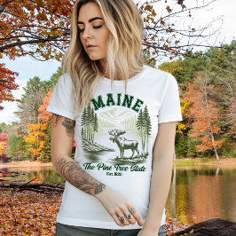 Maine Wilderness Scenic Forest Design T Shirt