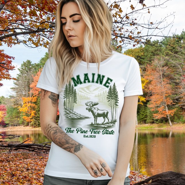 Maine Wilderness Scenic Forest Design T Shirt (Skapare uppladdad)