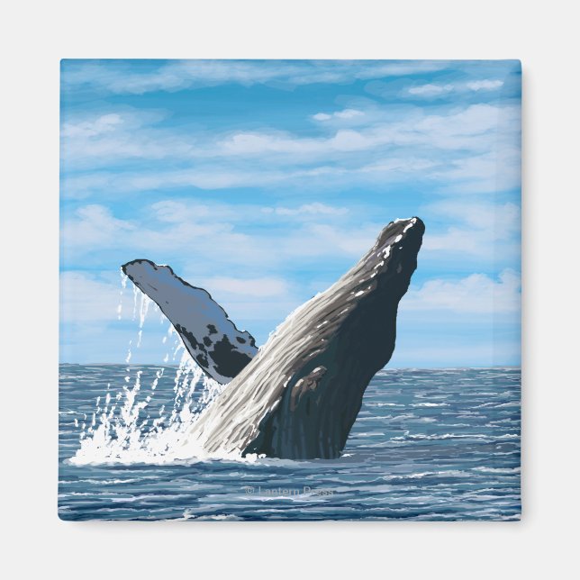 MaineHumpback Whale Scene Magnet (Framsidan)