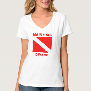 Maineiac Divers Div flagga Logotyp Womens V nacke T Shirt