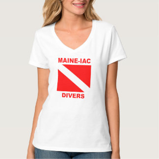 Maineiac Divers Div flagga Logotyp Womens V nacke  T Shirt