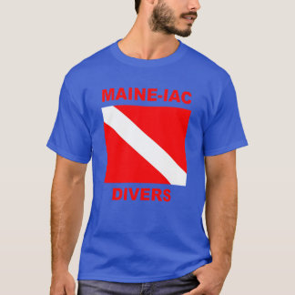Maineiac Divers Dive Flagga Logotyp Mörk T-shirt
