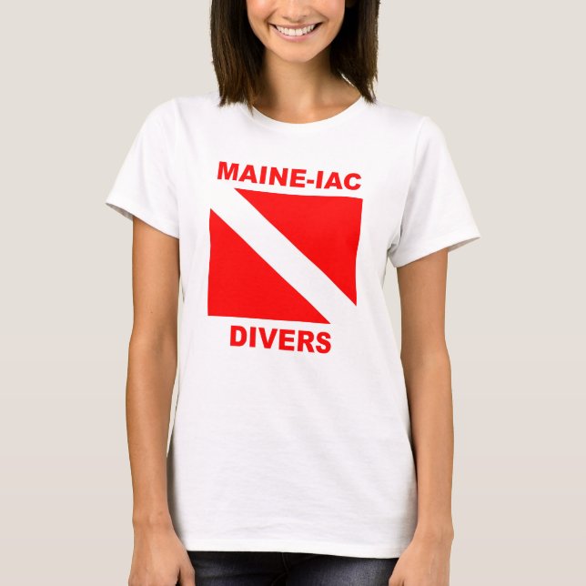 Maineiac Divers Dive Flagga Logotyp Womens Classic T Shirt (Framsida)