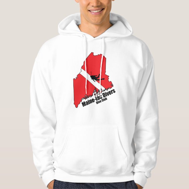 Maineiac Divers Silhouette vit hooded sweatshirt (Framsida)