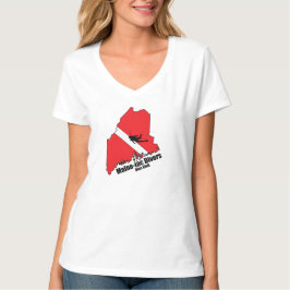 Maineiac Divers Silhuette Logotyp Womens V Nacke T Shirt
