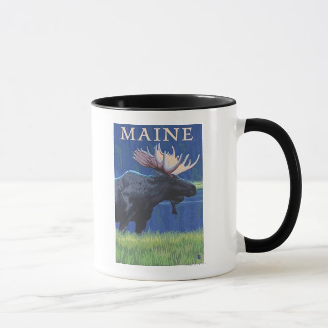 MaineMoose i månljuset Mugg (Höger)
