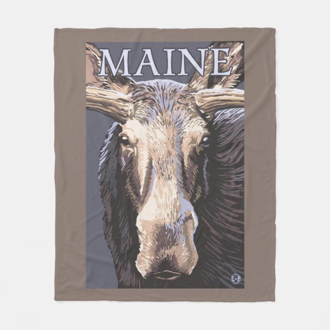 MaineMoose upp slut Fleecefilt (Framsidan)