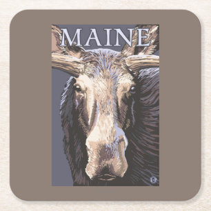 MaineMoose upp slut Underlägg Papper Kvadrat