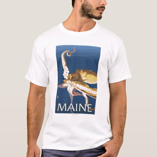 MaineOctopus plats T Shirt (Framsida)