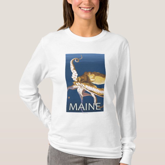 MaineOctopus plats Tee Shirt (Framsida)