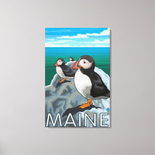 MainePuffins plats Canvastryck