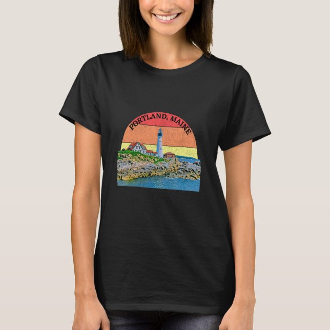 Maine's fyr Portland Head Light T Shirt (Framsida)