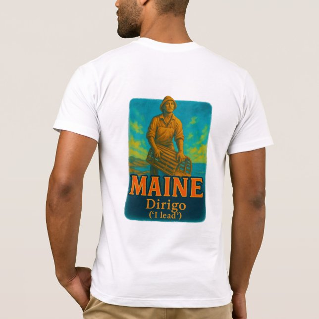  Maine's vibrant artistic T-shirt design!  (Baksida)