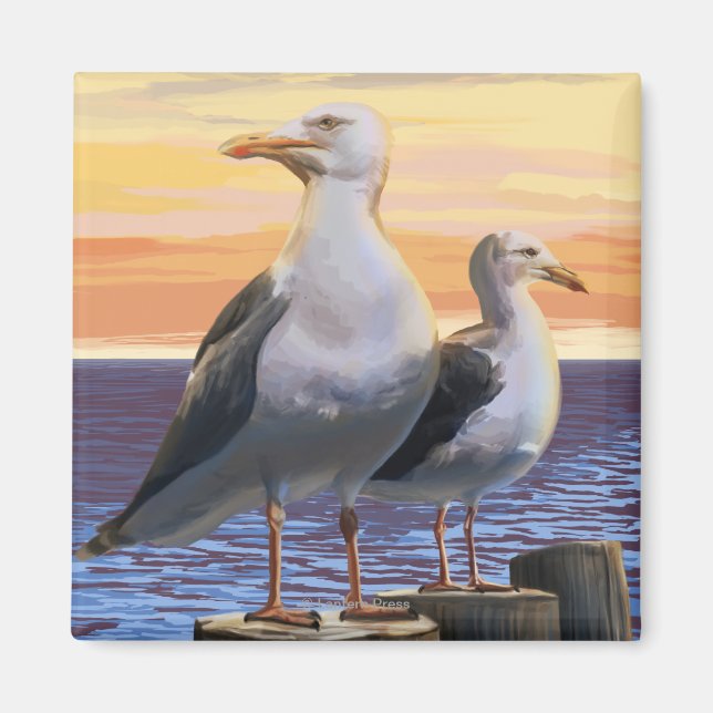 MaineSea Gulls Scene Magnet (Framsidan)
