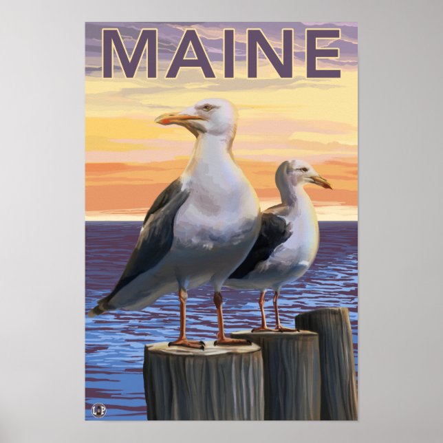 MaineSea Gulls Scene Poster (Framsidan)