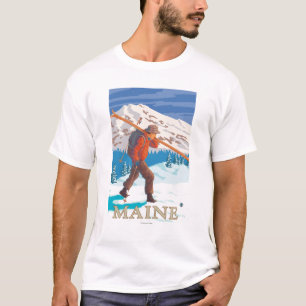 MaineSkier att bära skidar T-shirt