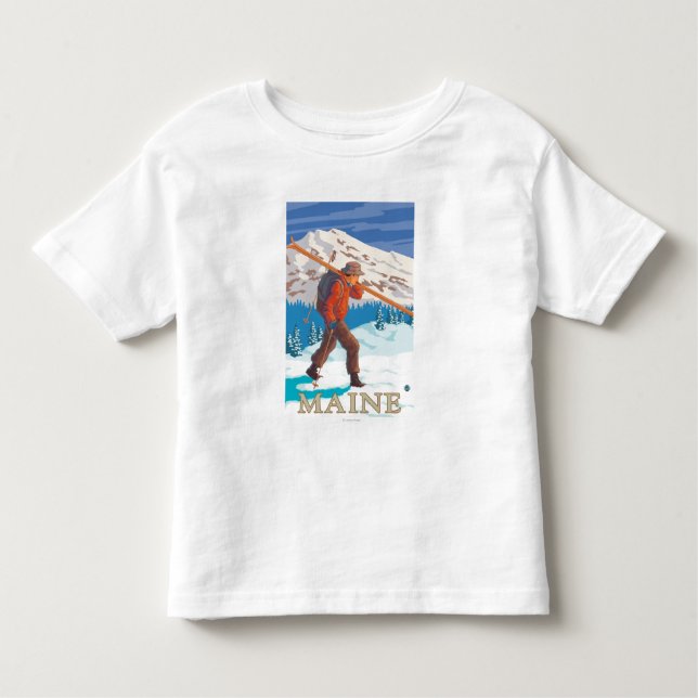 MaineSkier att bära skidar Tee Shirt (Framsida)
