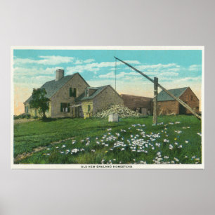 MaineView av en gammal New England Homestead Poster