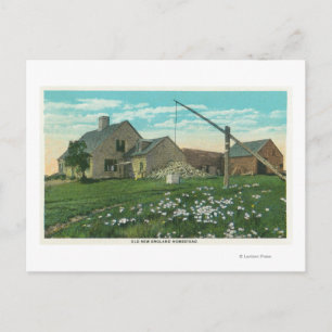 MaineView av en gammal New England Homestead Vykort