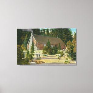 MaineView av en loggakabin i den Maine skogen Canvastryck