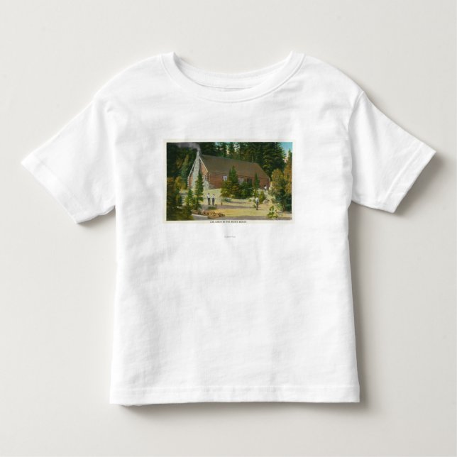 MaineView av en loggakabin i den Maine skogen Tee Shirt (Framsida)