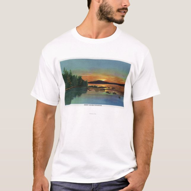 MaineView av en solnedgång på det skalliga berg T-shirt (Framsida)