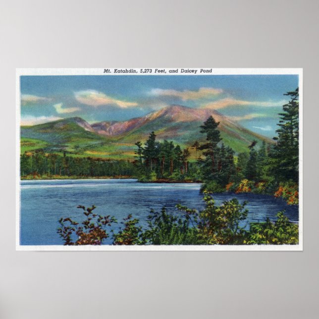 MaineView för berget Katahdin och Daicey Pond Poster (Framsidan)