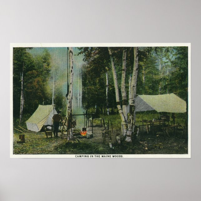 MaineView om en Campground i Maine Skogen Poster (Framsidan)