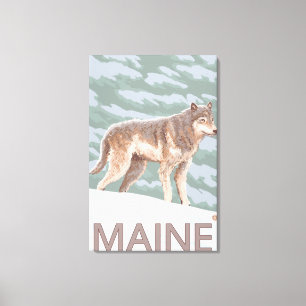 MaineWolf plats Canvastryck