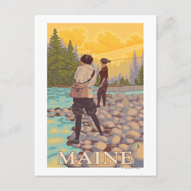 MaineWomen, Flygfiske Scene Vykort (Framsida)