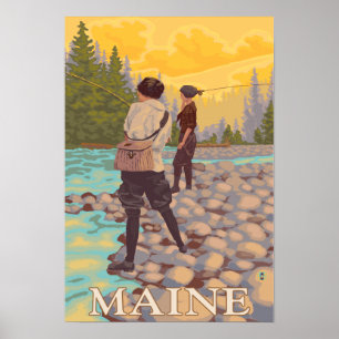 MaineWomen flygfiskeplats Poster