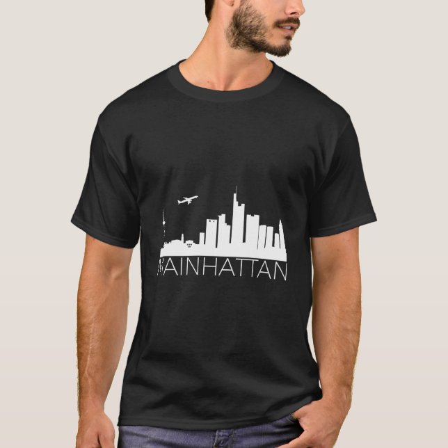 Mainhattan Frankfurt Skyline Roligt Humor Funny T Shirt (Framsida)