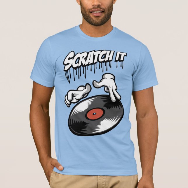 Mains cartoon et disque hip hop t shirt (Framsida)