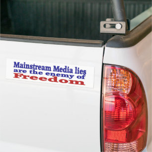 Mainstream Media Ljuger röd blå text Bildekal
