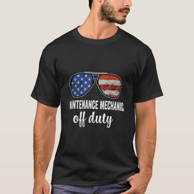 Maintenance Mechanic Off Duty American Flag Sungla T Shirt (Framsida)