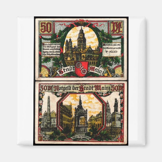 Mainz 50 Pfg 1921 Magnet (Framsidan)