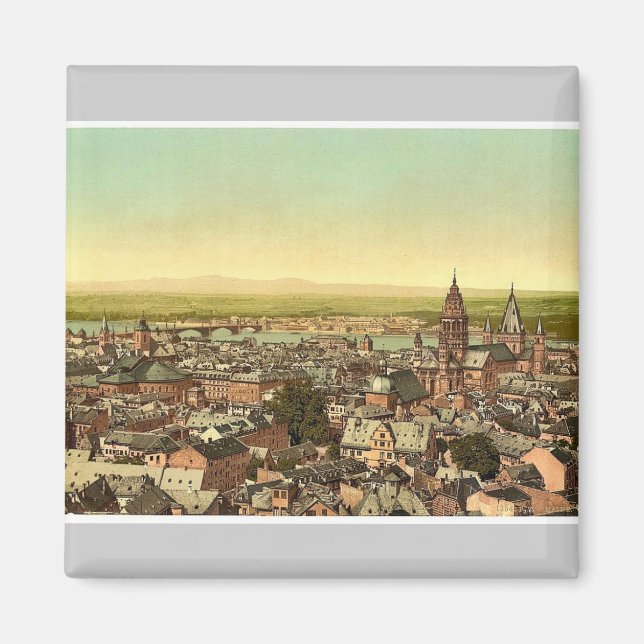 Mainz, mot Rhen, Rhen, Tyskland magni Magnet (Framsidan)