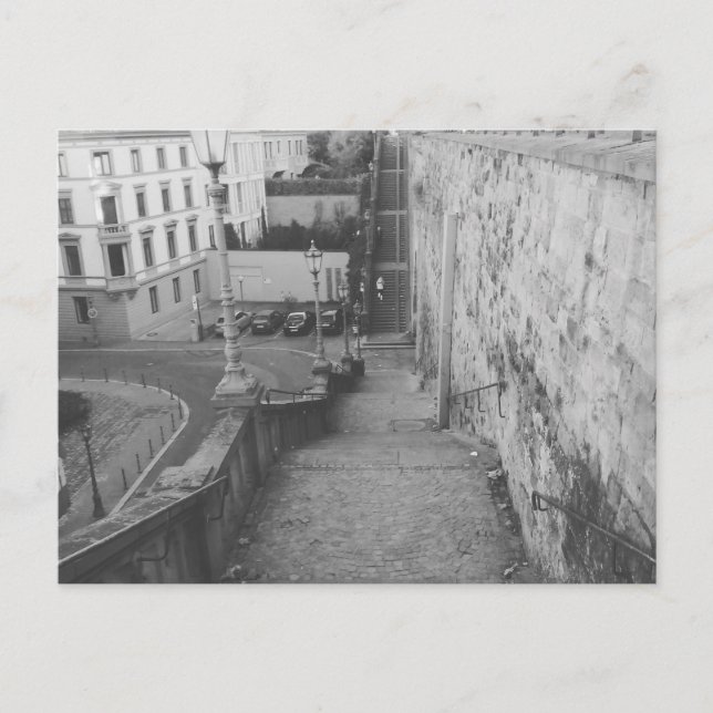 Mainz Tyskland Black & White Trappor Vykort (Framsida)