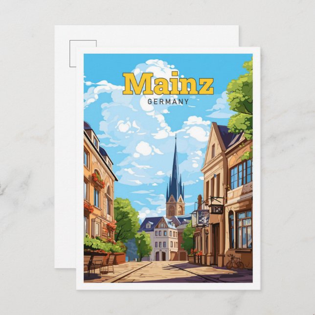 Mainz Tyskland illustration av Vintagen Travel Vykort (Fram/baksida)
