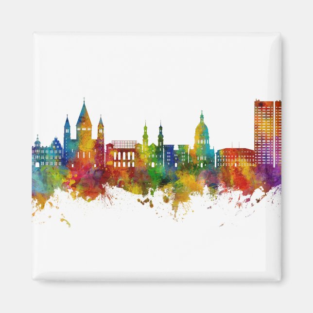 Mainz Tyskland Skyline Magnet (Framsidan)