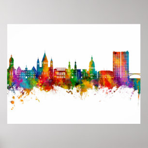 Mainz Tyskland Skyline Poster