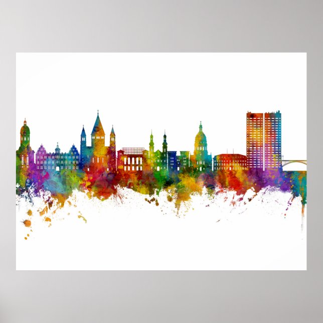 Mainz Tyskland Skyline Poster (Framsidan)