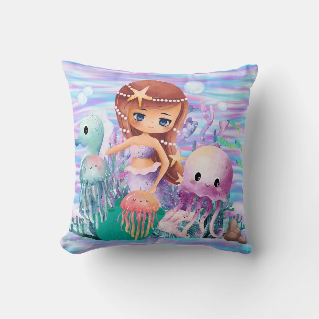 Mairmaid med en stjärna i håret som leker i sosen kudde (Framsida)