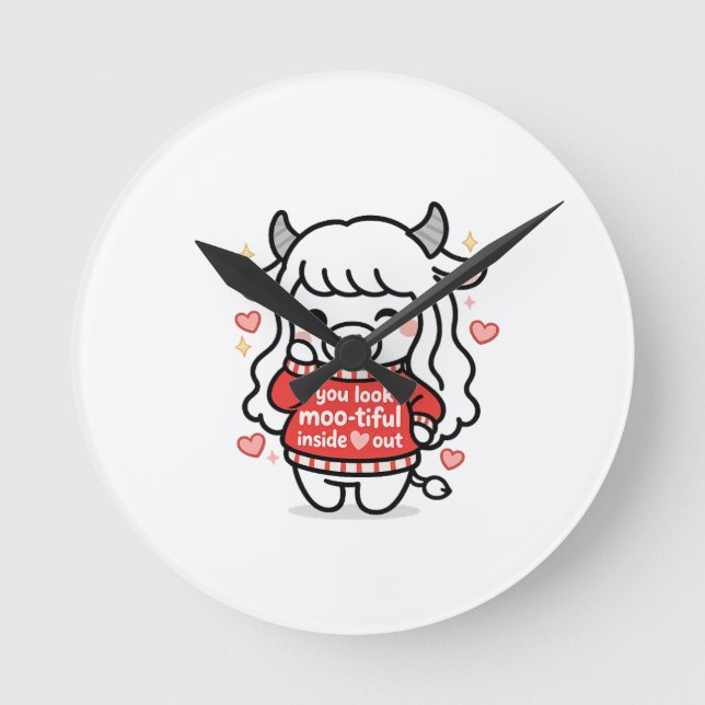 Maisie Moo Clock  Rund Klocka (Framsida)