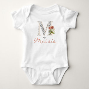 Maisie Namn Reveal Blommigt Brev M Girl Flower T Shirt