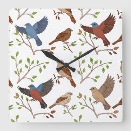 Maison Bunting Birds Carré Motif Fyrkantig Klocka